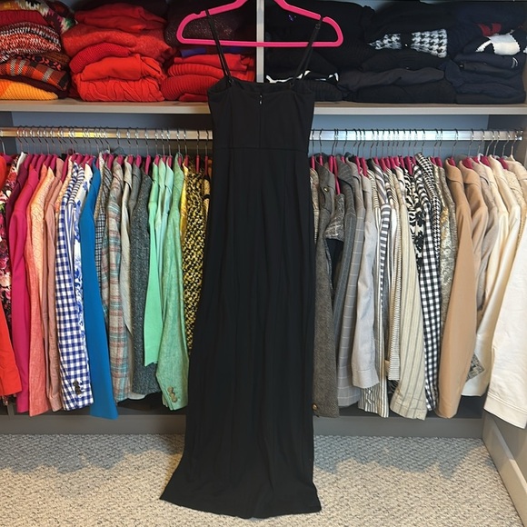 NBD black adjustable strap back zipper front slit maxi dress size XXS NWT - Picture 3 of 3